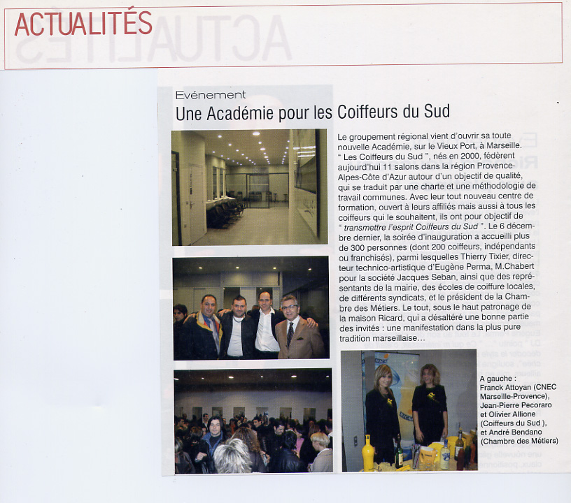 Article de presse : une académie pour Les Coiffeurs du Sud
